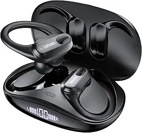 Lenovo Fone de Ouvido Sem Fio Original XT80 Esportes Fones de Ouvido Sem Fio HiFi Bluetooth 5.3 Fones de Ouvido Jogo Baixo com Mic Fone Bluetooth Redução de Ruído Earhooks XT80 preto