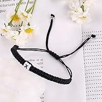 Vista 121 de Initial Bracelets for Couples Women Men Initial Charm Handmade Rope Braided Letter Bracelet for Teens Adjustable Jewelry Father's Day Gifts for Him