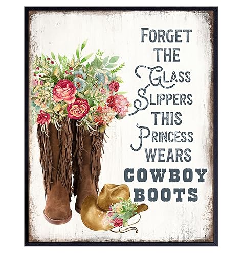 Country Western Wall Art & Decor - Shabby chic Rustic Farmhouse Style Wall Decor for Women, Woman, Cowgirl - Boho Wall Art - Little Girl, Tween,