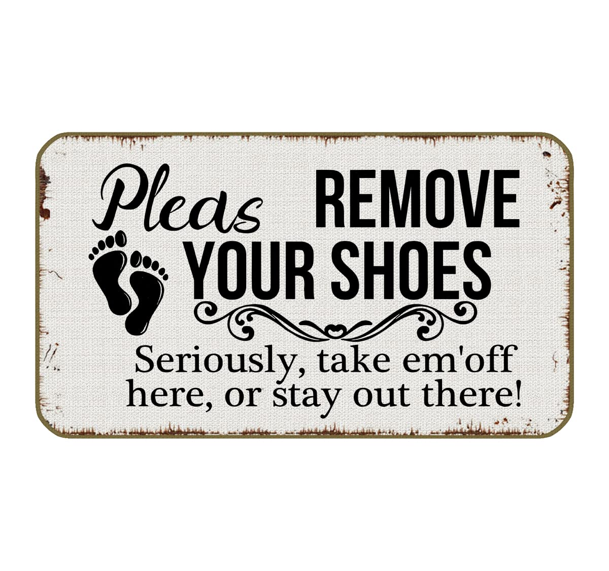 UINHMOP 17''×30'' Please Remove Your Shoes Funny Welcome Decorative Doormat,Funny Retro Foot Print Floor Mats, Farmhouse Decor for Home Kitchen Living