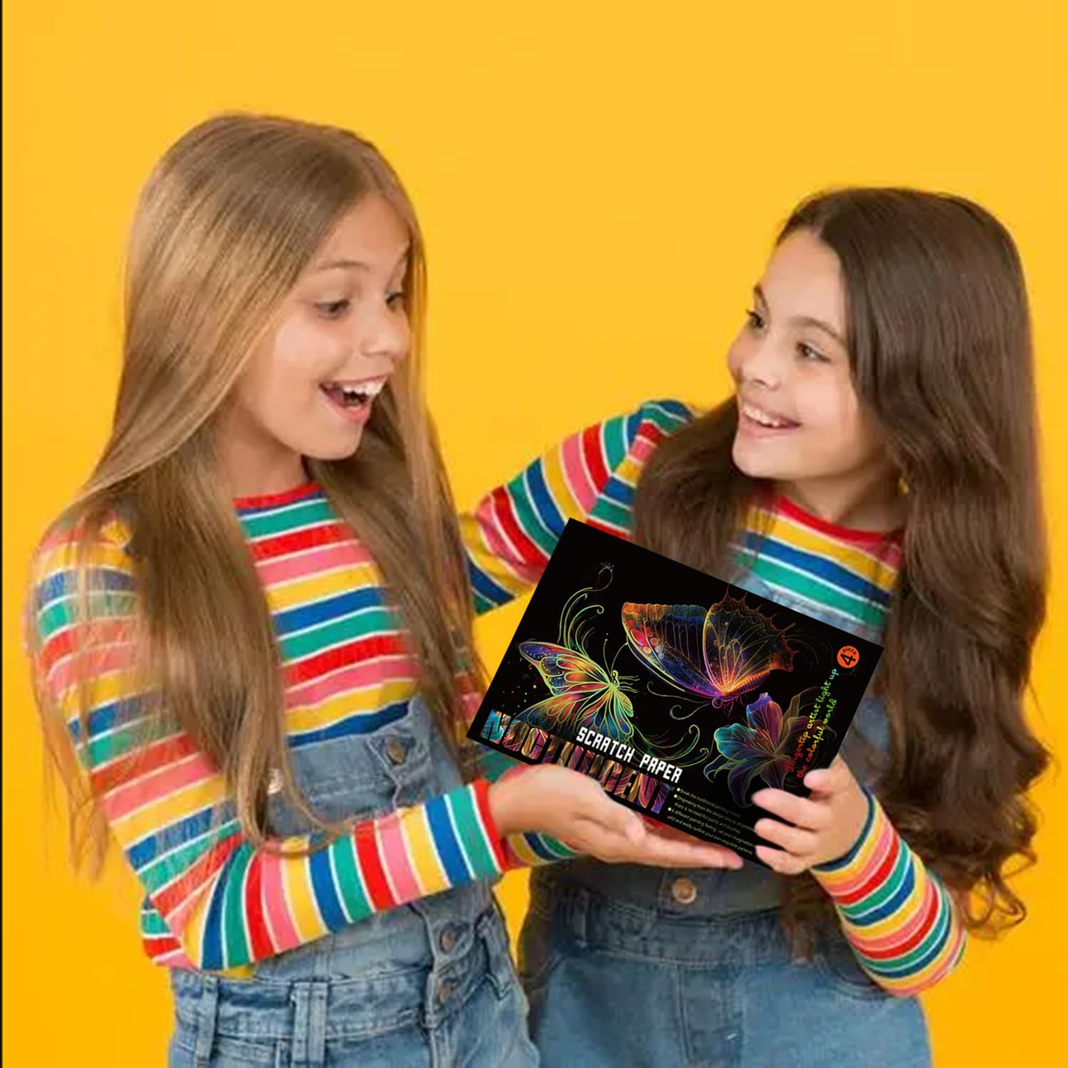 Georgie Porgy Zestaw obrazków do zdrapywania dla dzieci i dorosłych, Magic Rainbow A4, papier do zdrapywania na Boże Narodzenie, urodziny, z zestawem narzędzi do zdrapywania (świecący w nocy motyl +