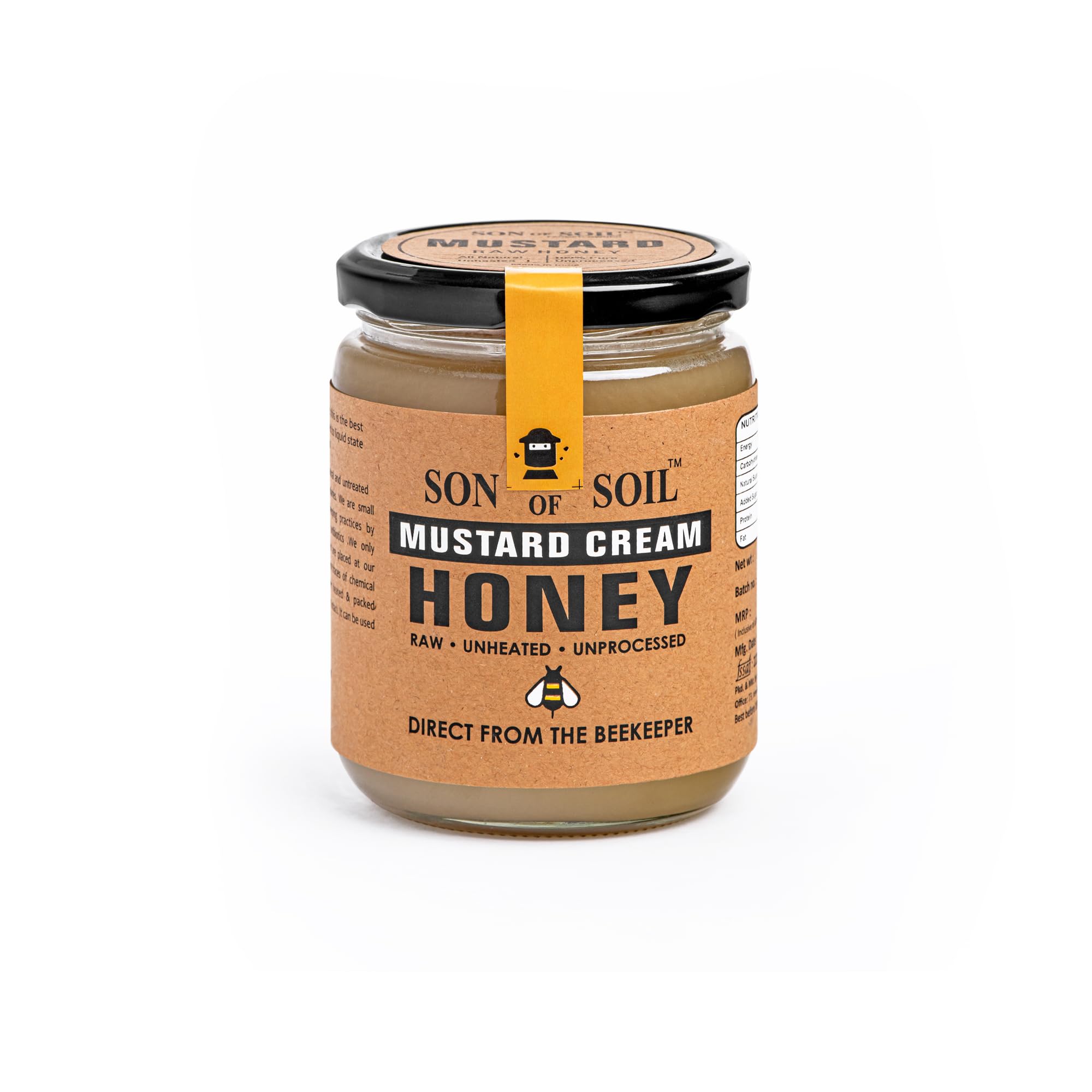 SON OF SOIL Mustard Cream Raw Honey | Pure Unpasteurized and Unprocessed Wild Honey Direct from the Beekeepers | Natural Mustard Honey | No Added Sugar - 665gm (Glass Jar)-image-41