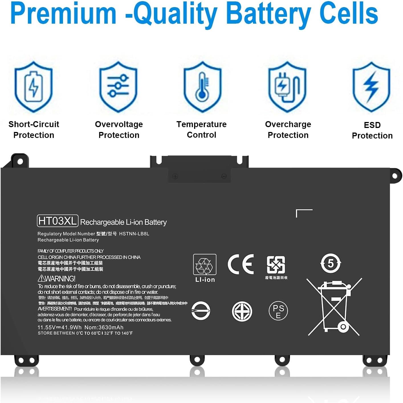 Batería de reemplazo HT03XL para HP 240 245 250 255 G7 340 348 G5 Series Pavilion 14-DH 14Q-CS 14-CE 14-CK 14-DF 14-DQ 15-DW 15Q 15S X360 14M-DH Series HT03041XL L11119-855 L11421-542 L11421-2C2