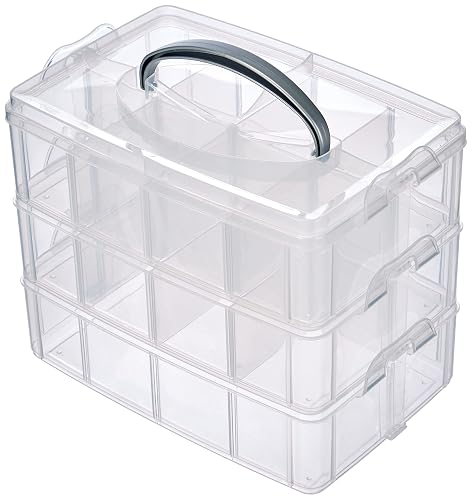 Rayher Caja clasificadora con asa, Surtido, 3 compartimentos, 23,1x15,6x18,5cm - Caja de clasificación grande