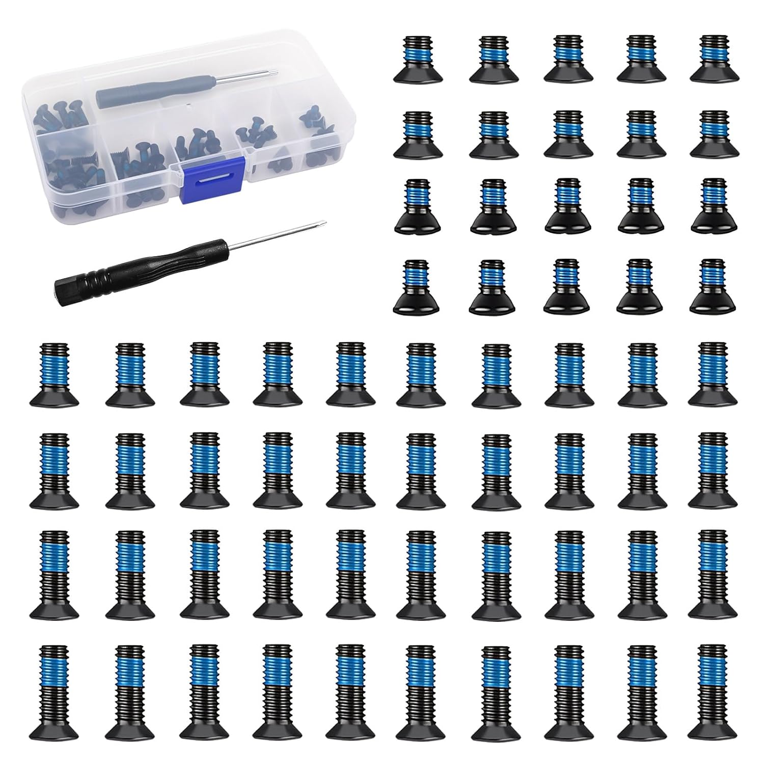 61Pcs #6-32x5mm/5.5mm/8.55mm/9.5mm/10.8mm/12.3mm Red Dot Sights Screws Kit Alloy Steel Flat Head Screws for Optics Mount – Pre-Coated Threadlocker – Includes T10 Torx Screwdriver