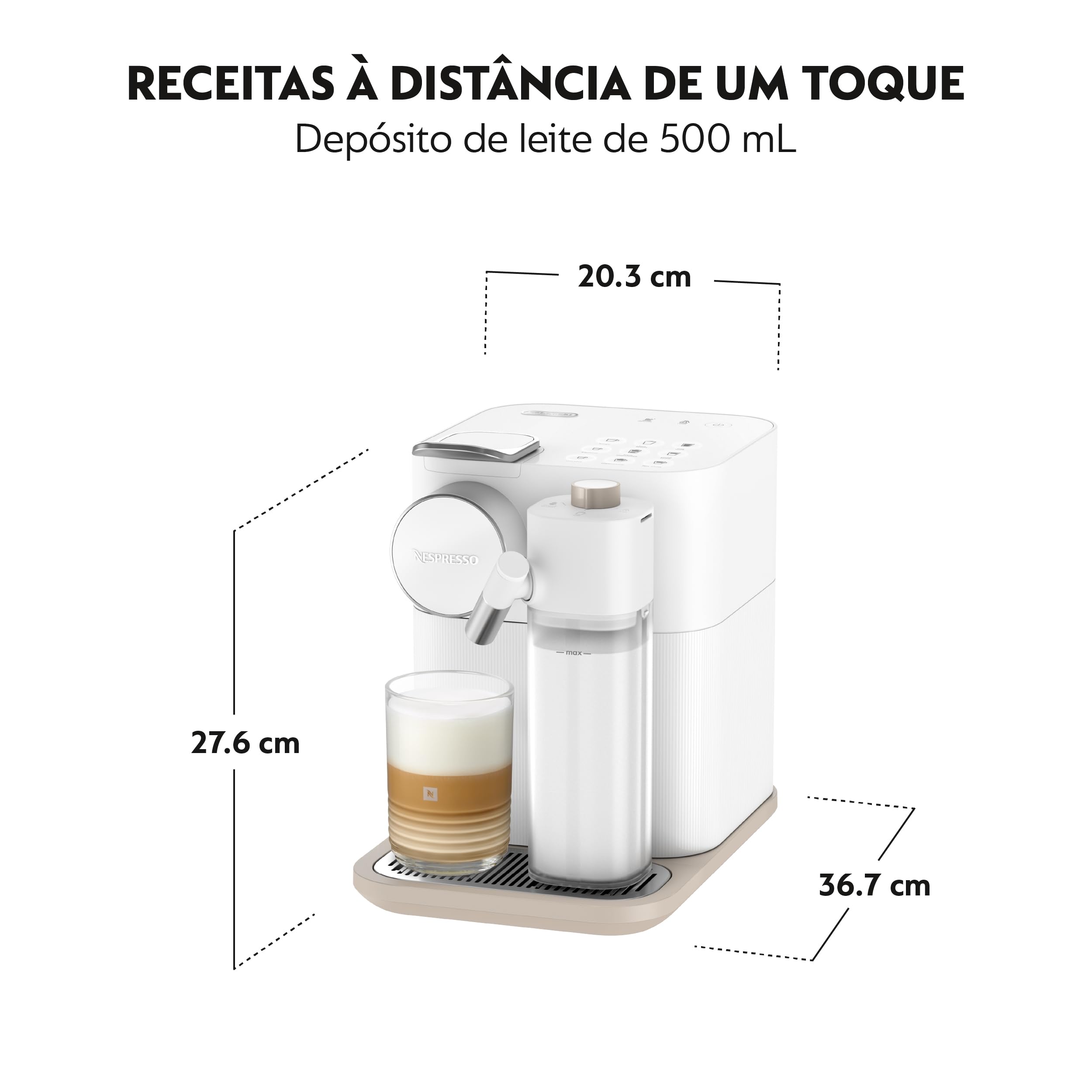 De'Longhi Nespresso Gran Lattissima EN640.W, Cafetera Automática, Cafetera de Cápsulas Monodosis, Leche Espumada Automática, Presión 19 Bares, Cappuccino, Latte, 1400W, Blanco Fresco Vitalidad