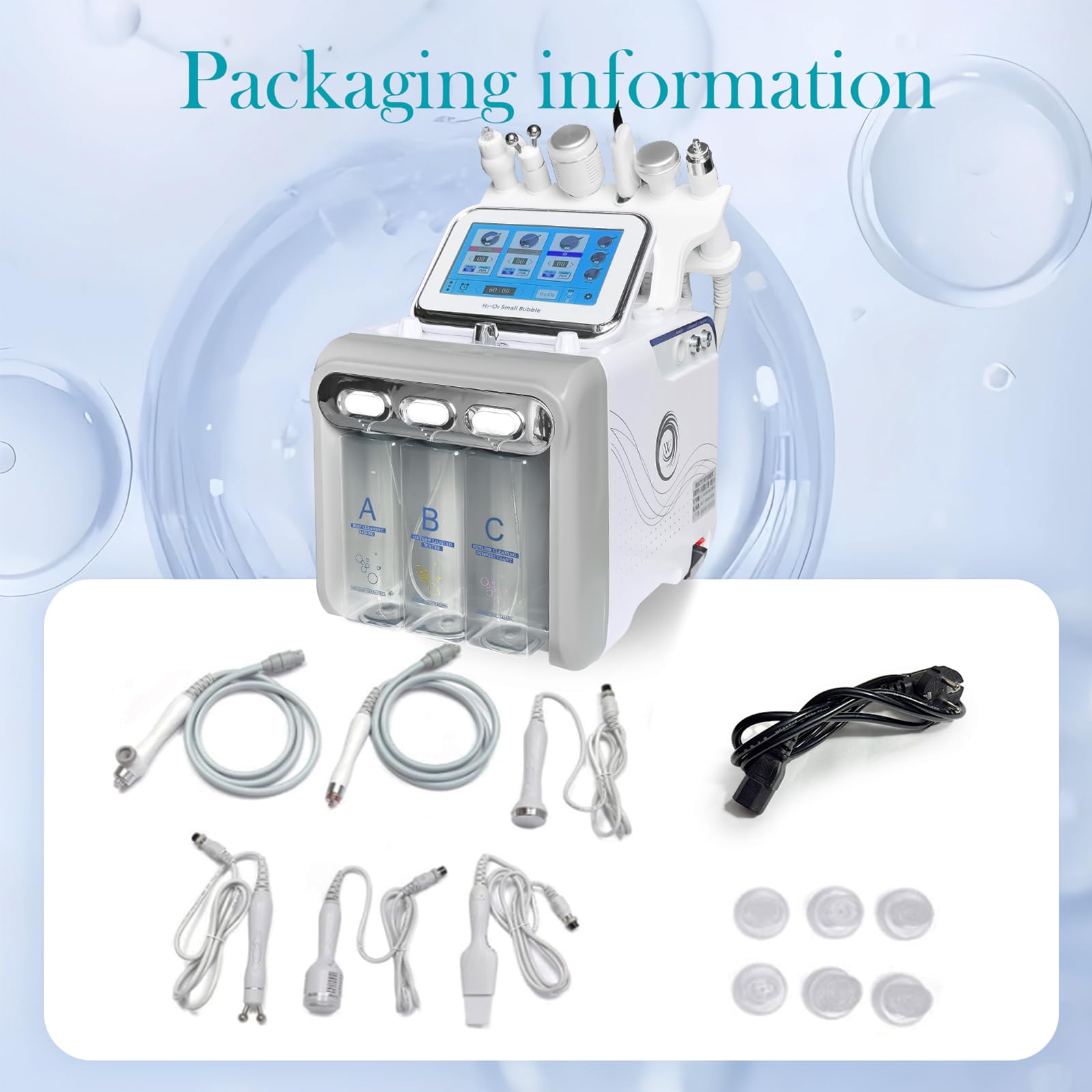 6 in 1 Macchina per la bellezza con acqua Macchina facciale di ossigeno e idrogeno professionale, macchina spa e display a LEDper uso domestico, salone e spa