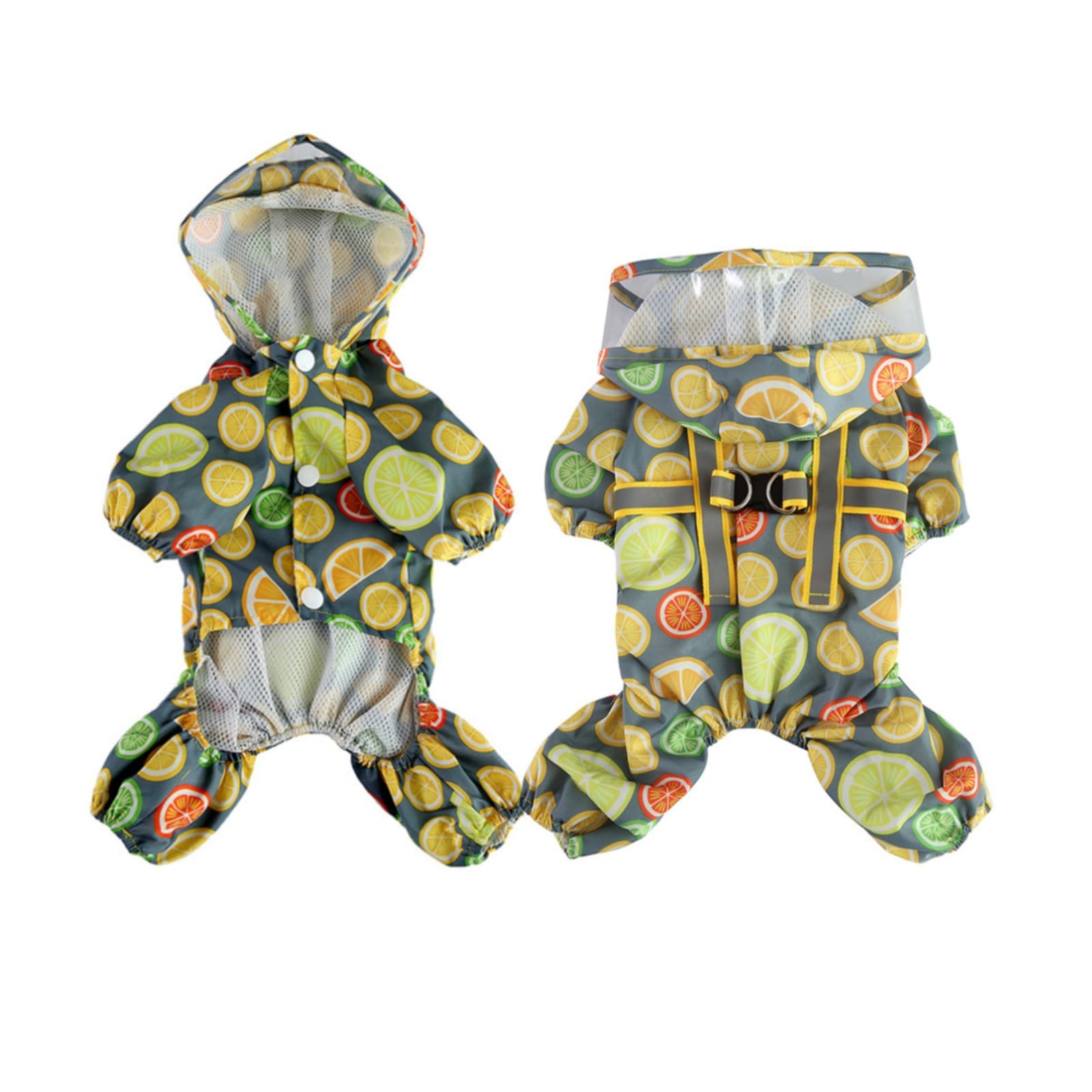 Dog Raincoat with Hood, Waterproof & Windproof Rain Jacket for Small Dogs Boy Girl, Packable, Adjustable, Funny Animal Pattern Raincoats with Legs 1.5kg to 8kg Available (Army Green,S)