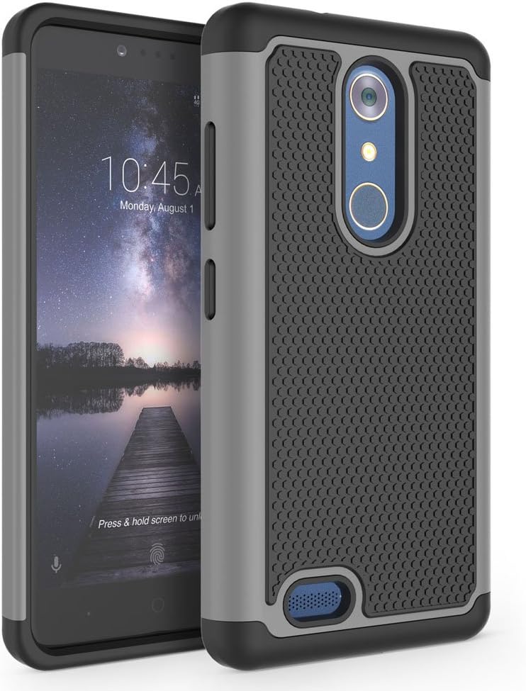 Shockproof Hybrid Rubber Dual Layer Defender Protective Phone Case Cover for Z981 / Z983 [Gray/Black]