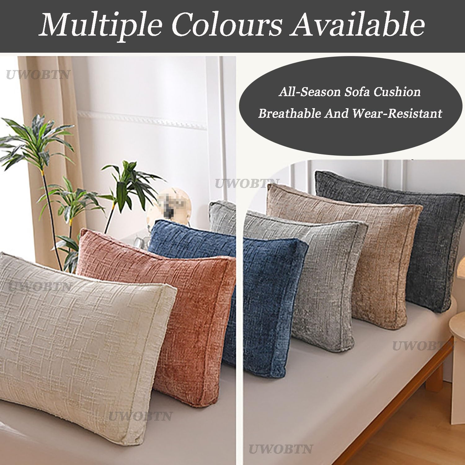 Groß Bettkissen Couch Rückenlehne Kissen, 60/70/80/90/100x50x18cm Rückenkissen Lesekissen Weiches Rückenpolster Lendenkissen mit Abnehmbarem Bezug für Sofa & Bett(B2,70x50x18cm(1pc))