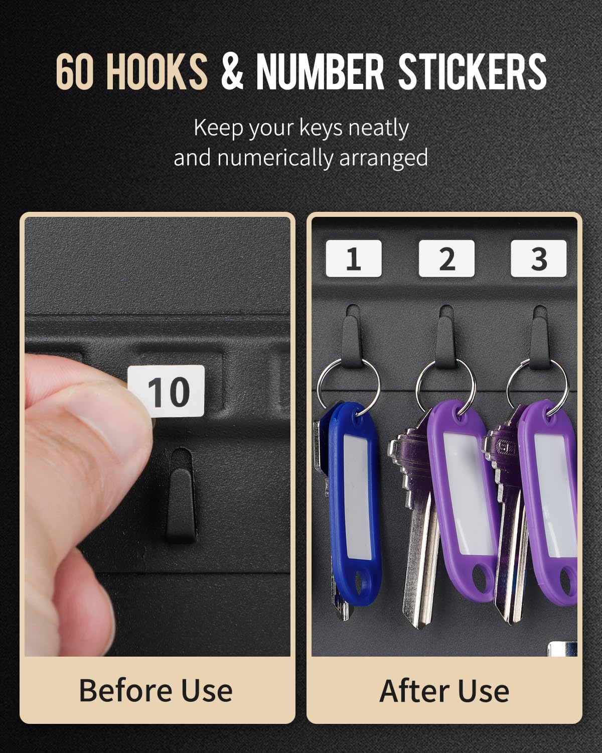 Armadietto Per Chiavi A 60 Posti Con Serratura A Codice E Chiave | Etichette Colorate | Ideale Per Casa, Ufficio O Agenzie - Foto 12