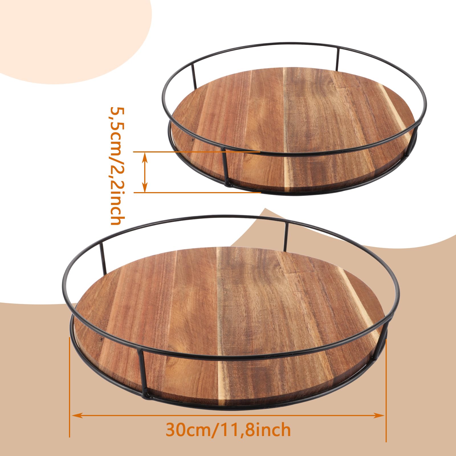 KLM Lazy Susan In Legno Di Acacia 30,5cm - Portaspezie Girevole A 2 Ripiani Per Cucina - 2