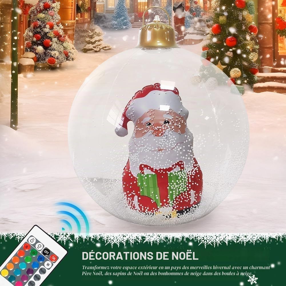 Starnearby Boule de Noel Géante Gonflable 60cm, Grosse Boule de Noël Lumineuse, Boule de Noël Gonflable en PVC étanche avec Télécommande, Décoration de Fête (3PCS)