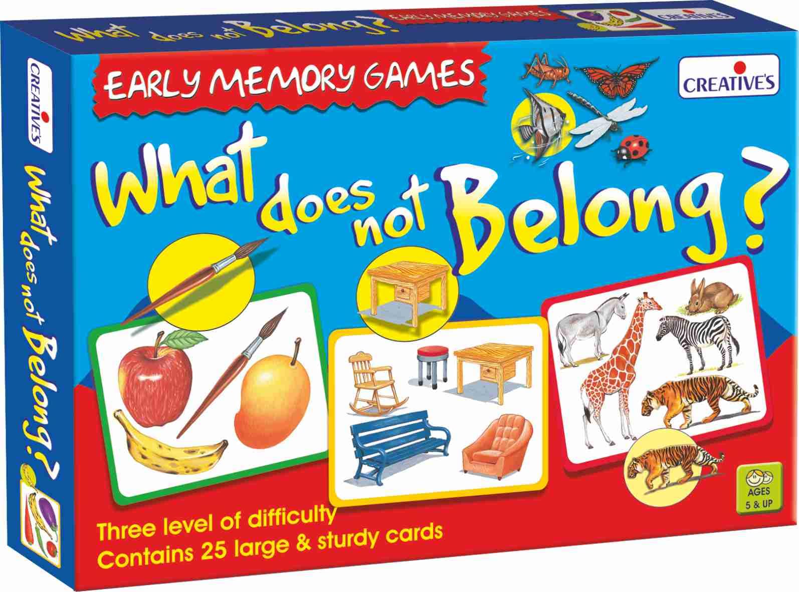 Creative’s What Does Not Belong| Concentration Skill for Kids | Vocabulary & Expressive Language | Logical Thinking Card for Kids | Educational Cards Game | 25 Large & Sturdy Card | Ages 5 & Up