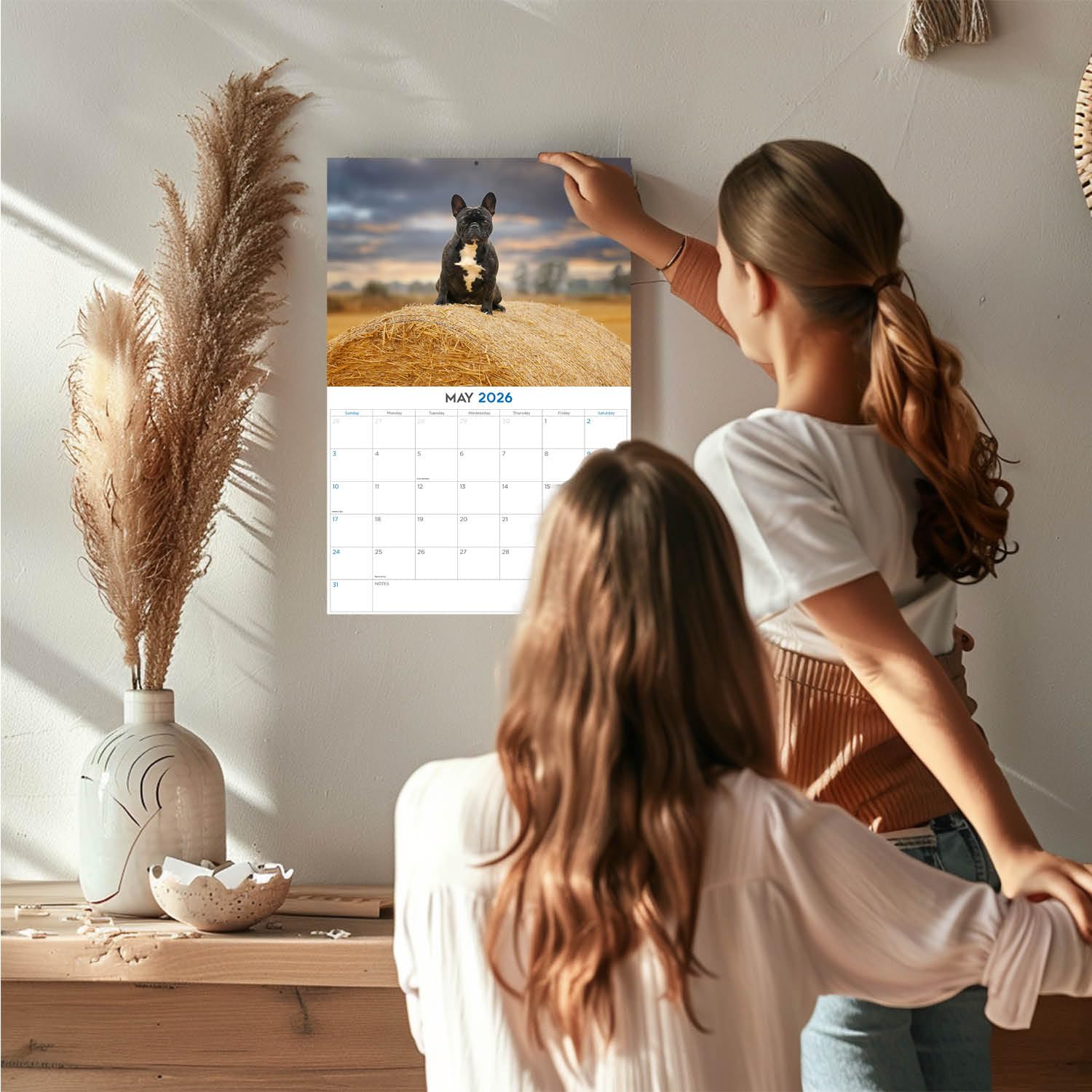 Calendario de bulldog francés 2024 2025 – Calendario mensual de pared de raza de perro – 12 x 18 pulgadas abierto – Papel grueso que no se corre – Regalo – Calendario académico para profesores,