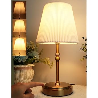 Bedside Lamp Touch Dimmable Vintage HSLighting Table Lamp Living Room 3 Brightness Levels Adjustable Retro Table Lamp with Cable Small Lamp for Christmas Bedside Table Bedroom Gift Gold [Energy Class F]