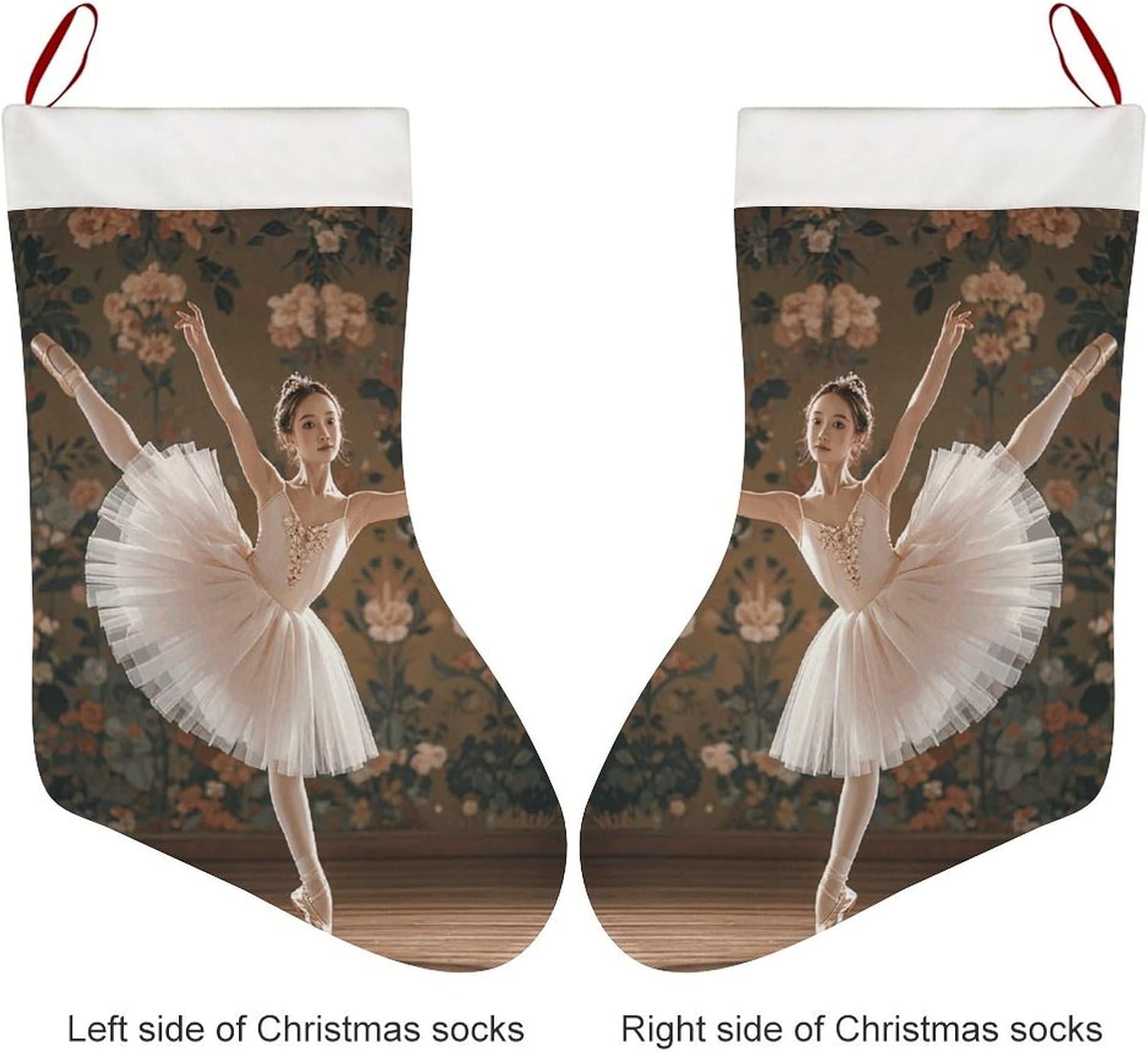 Christmas Stockings - Ballerina Dance Large Xmas Socks, Soft Plush Fireplace Stocking with Hanging Loop, Santa Holiday Decor for Family Party Christmas Tree Decorations image 3