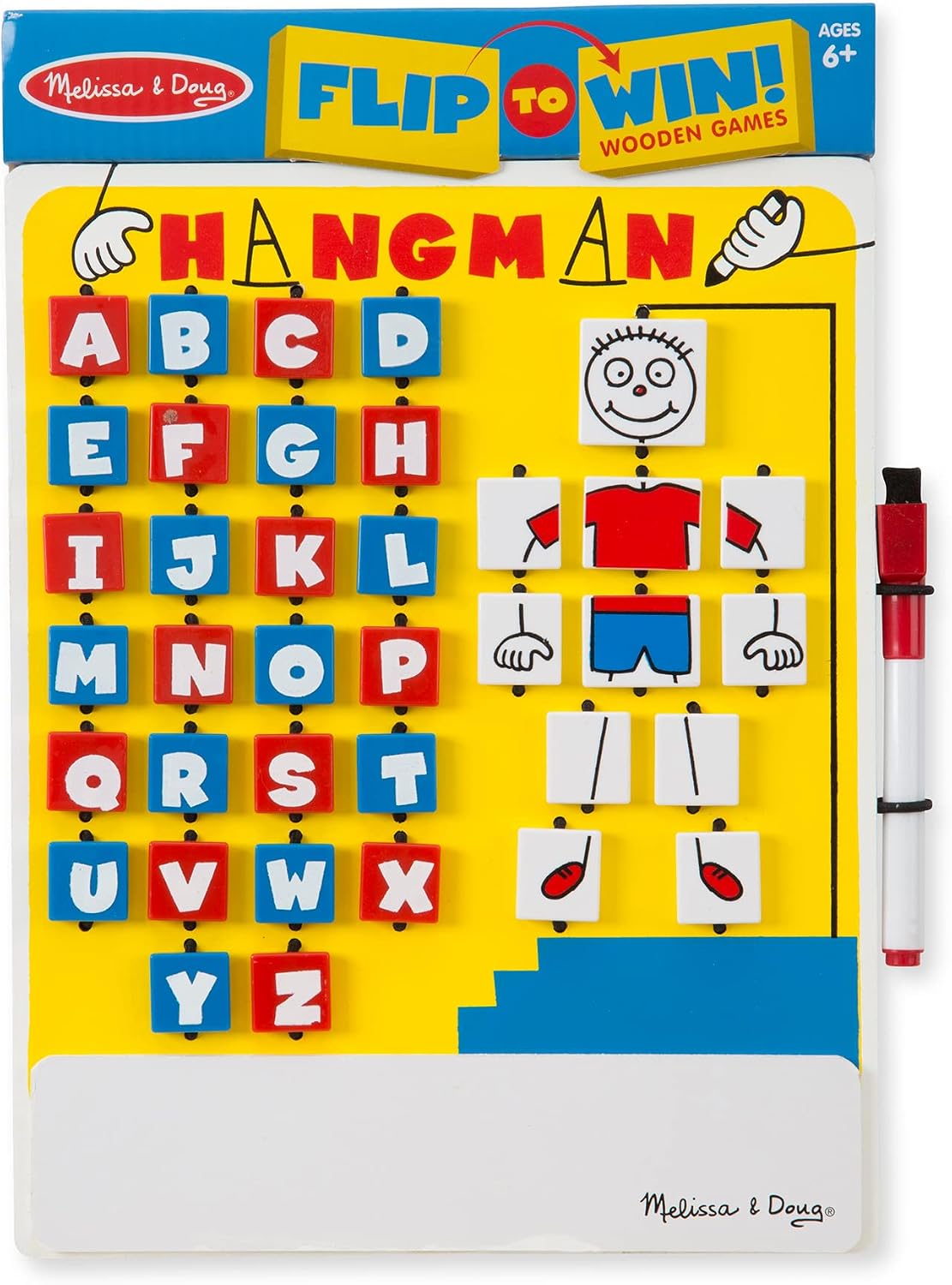 Melissa & Doug Flip to Win Travel Hangman Game - White Board, Dry-Erase Marker