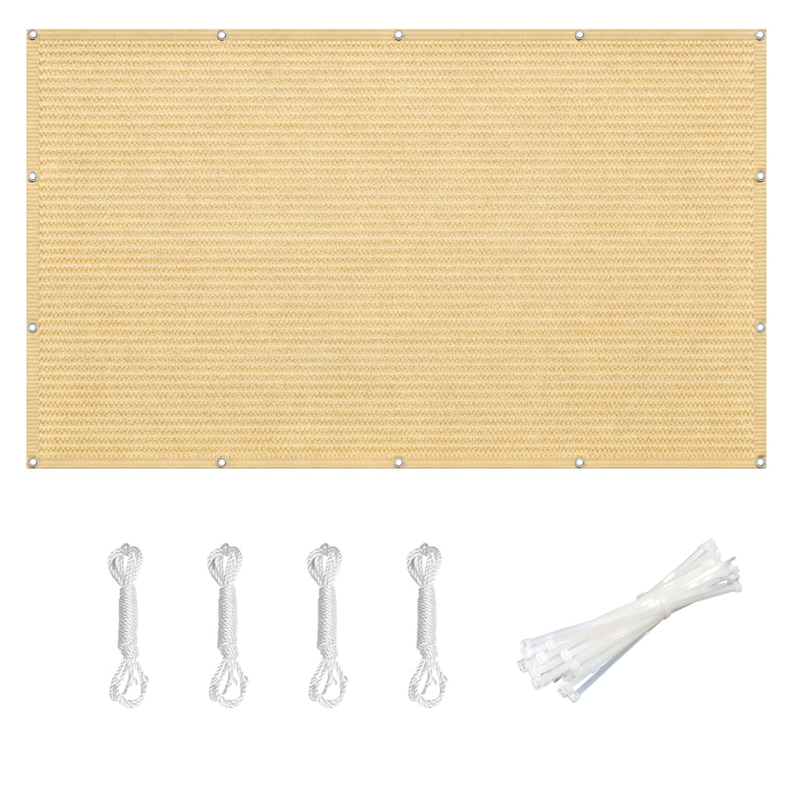 Voile d'ombrage 155x790 cm en HDPE respirant jaune sable pour balcon