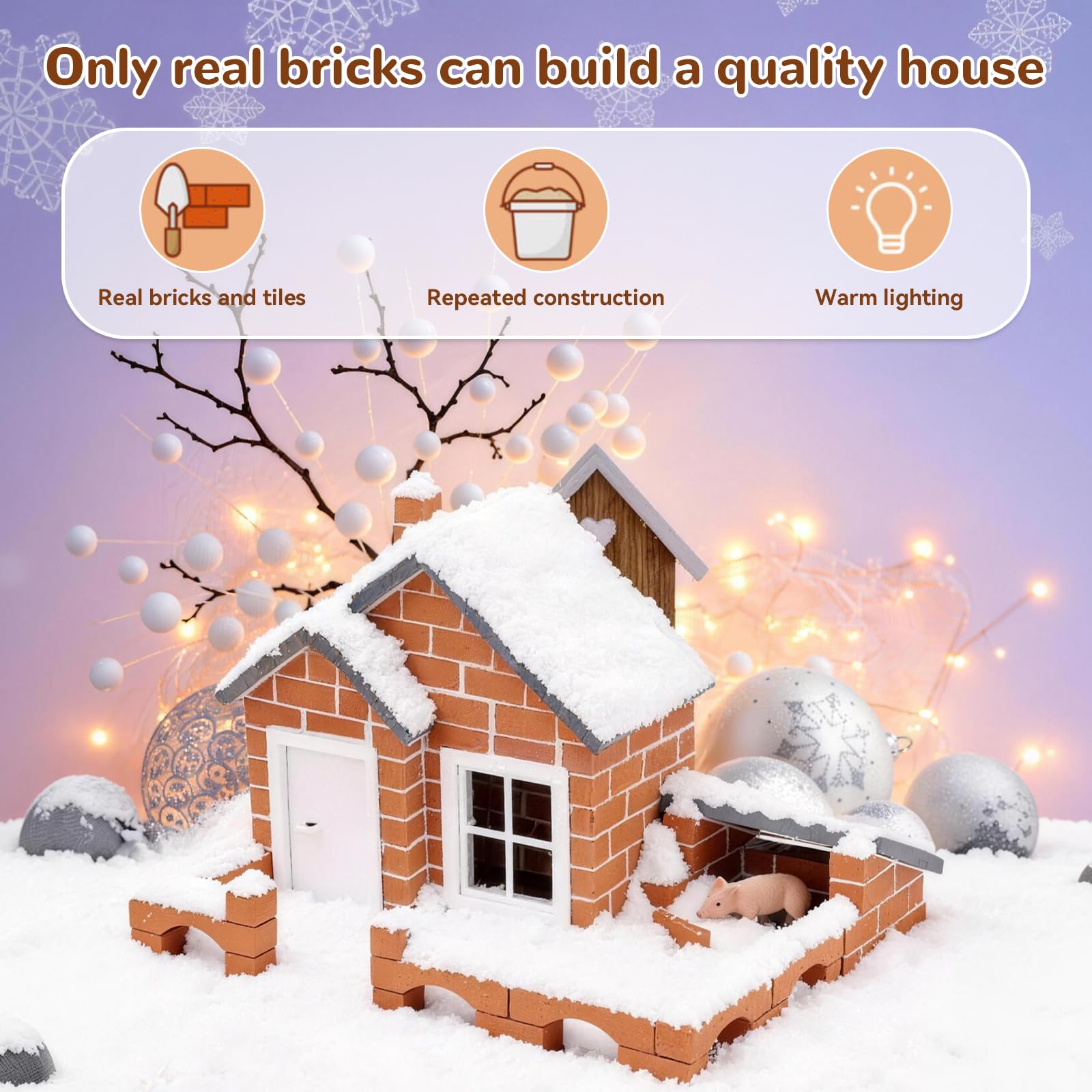 120 Stück Rote Mini Ziegelsteine, Miniatur Ziegelsteine mit 8 Löchern, Ton Modell Ziegel Steine Zum Mauern, für DIY Bauen Puppenhaus Garten Ornament Haus Spielzeug Deko（ 2 X 1 X 0.5cm）