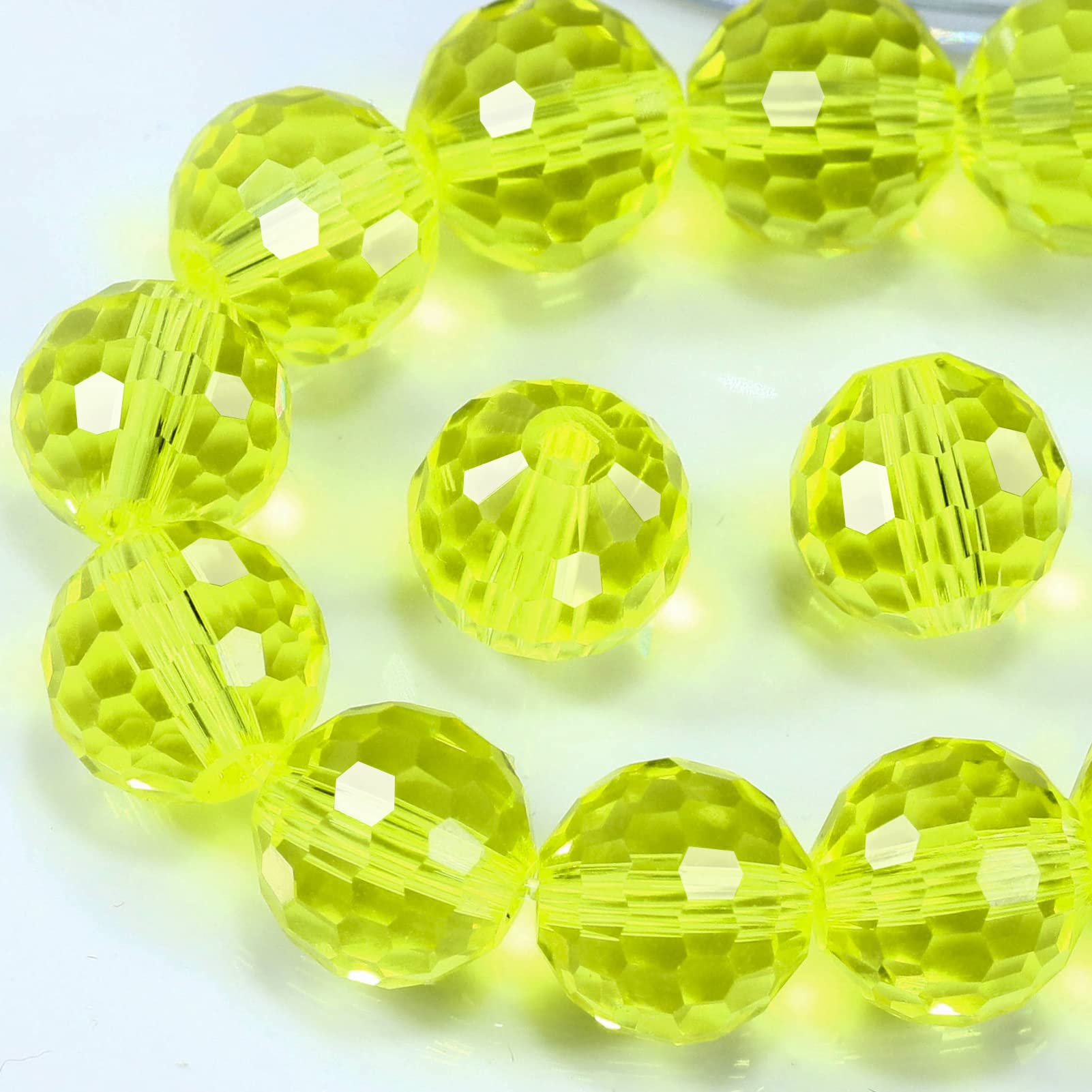 Dowarm 100PCS 8MM Crystal Glass Beads for Jewelry Making, Lemon Yellow Faceted for Crafts Bracelet Wind Chimes Suncatcher, #5003 Rondelle Spacer, Loose Gemstones
