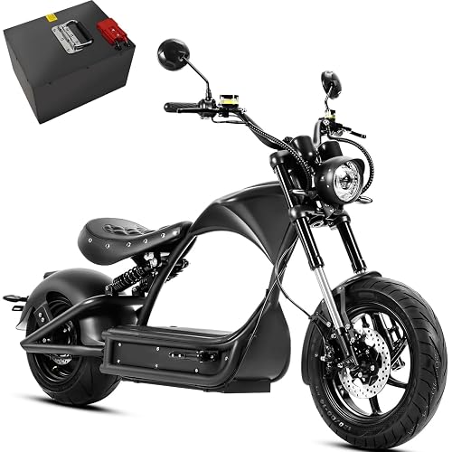 eAhora M1P Pro [2026] Peak 6000W Electric Motorcycle for Adults, 50MPH High Speed Street Legal Electric Scooter, 110 Miles Max Range with Dual Battery, DOT Certified Fat Tire Chopper for Commuting