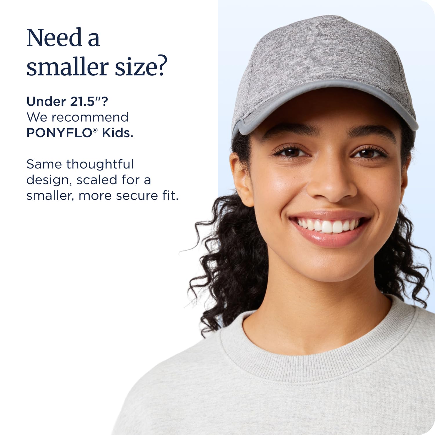 Ponyflo Active Ponytail Hat - Gorro de cola de caballo para mujer, diseñado para cabello rizado blanco menta