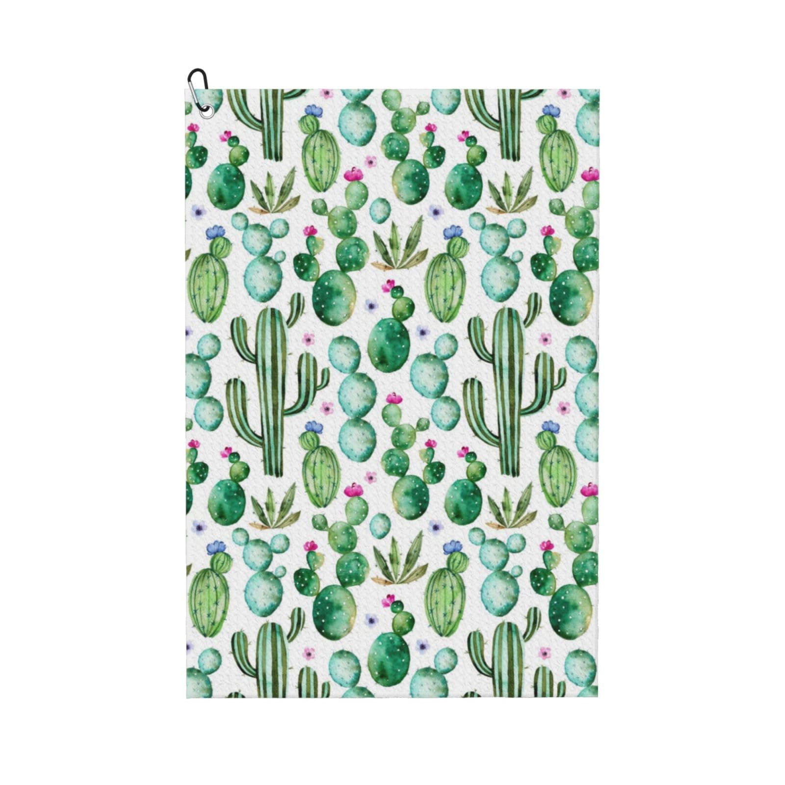 AOOEDM Cactus Plants Print Golf Towel with Carabiner Clip Absorbent Microfiber Golf Towel for Cleaning Golf Ball Club Putter Iron for Golf Bag Trolly Belt Loop 16" X 24"