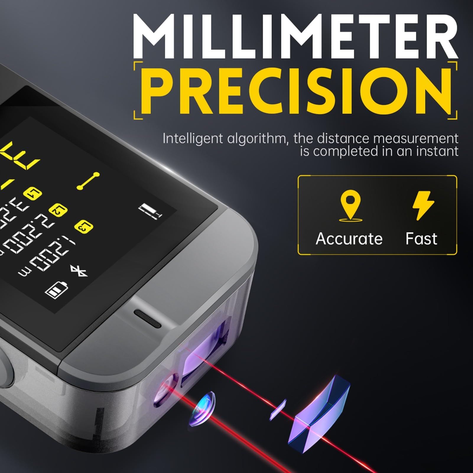 Jadeshay Medición Láser,0,05 a 40 Metros Infrarrojo Medidor de Distancia Láser Portátil Dispositivo de Medición de Distancia Láser LCD Metro Laser Preciso Medidor Laser Compatible con Metros,FT y In