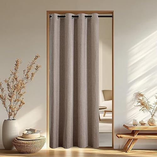 Miniatura 52 de Juego de 2 paneles de cortinas opacas de lino de 84 pulgadas de largo, cortinas 100% opacas para dormitorio, sala de estar, cortinas de 2-Total