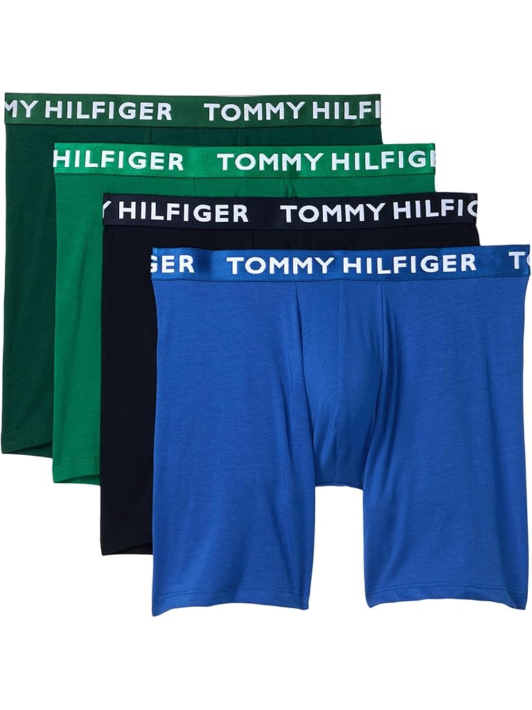 Green Tommy Hilfiger Cotton Stretch 4-Pack Boxer Brief