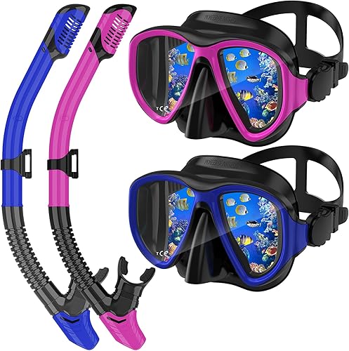 Miniatura 8 de Equipo de esnórquel para adultos, juego de máscara de esnórquel de parte superior seca de 2 piezas, máscara de buceo, equipo de esnórquel, paquetes