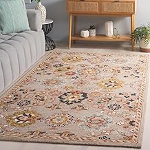 Handmade ZIKRA Collection Woollen Rug Loop Pile Floral Hand Tufted Carpet for Living Room Bedroom Drawing Room Hall and Floor Size 2X6 FT