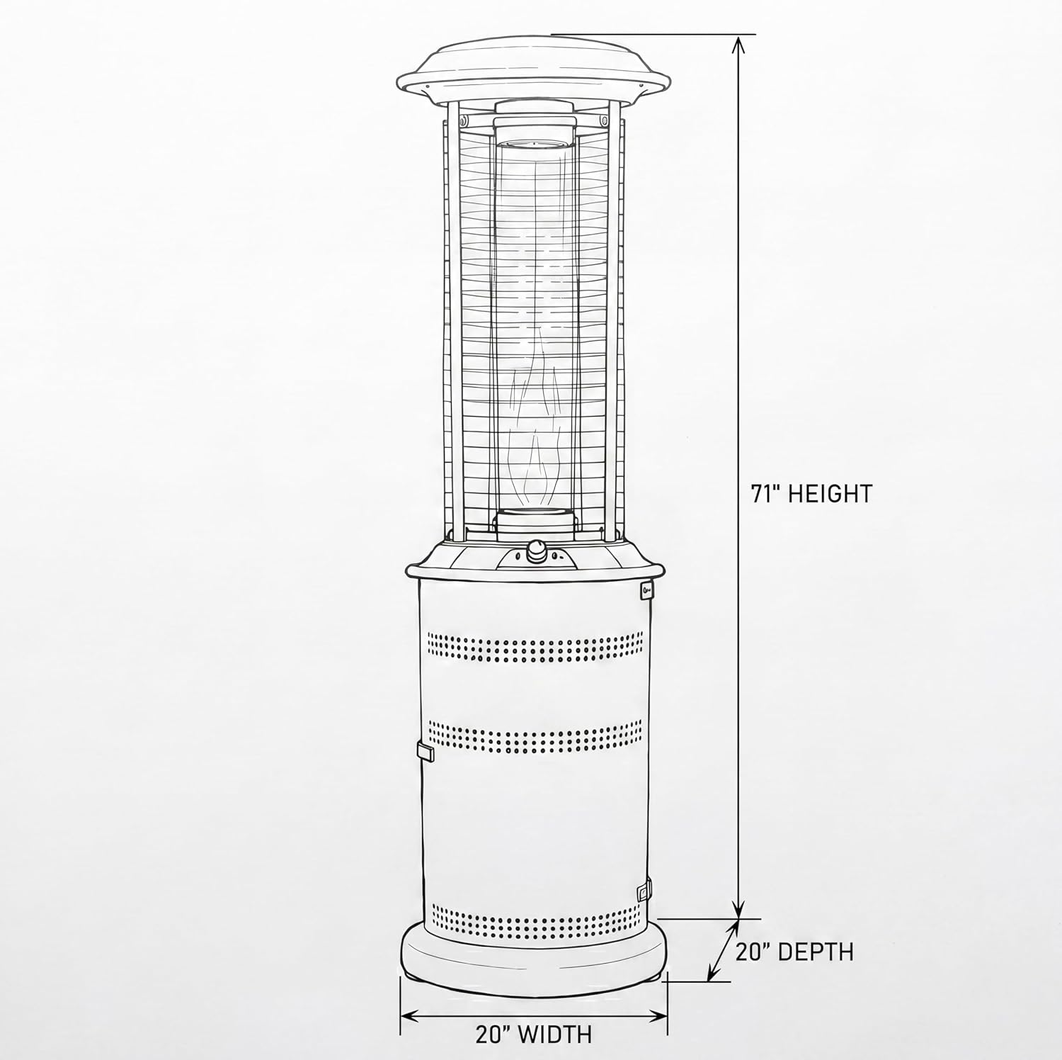 LAVA Heat Italia MILANO 6 ft. Commercial Flame Portable Propane Heater - 36000 BTU - Triple Protection - Electronic Ignition - 360° 5 feet Heat Radius - Heritage Bronze (Propane, Heritage Bronze)