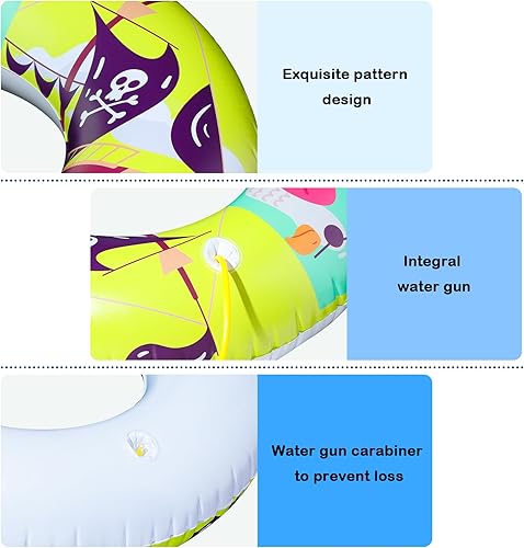 Miniatura 5 de FindUWill Flotadores de piscina con pistolas de agua para niños, tubos inflables de natación para piscina con pelota de playa, flotadores de piscina