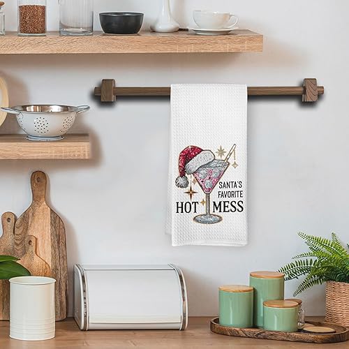 Miniatura 2 de Toallas de cocina de Martini de Navidad, toallas de mano de Navidad, regalos de Martini para mujeres, paños de cocina para cocina, hogar, bar,