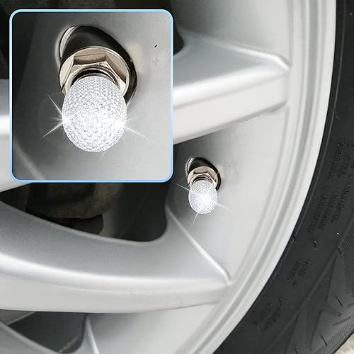 Miniatura 6 de 4 tapas de vástago de válvula de neumático de automóvil, tapa de aire brillante para automóvil, cubiertas de vástago universales, revestimiento de