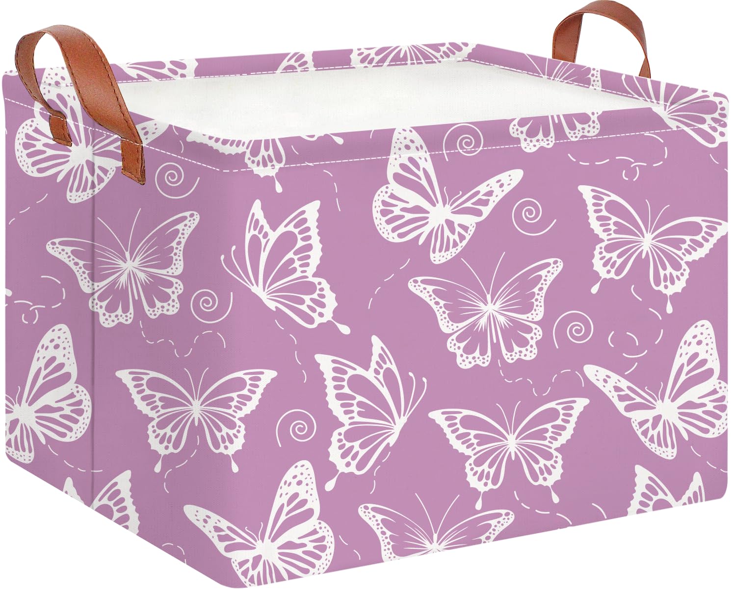 CLOCOR Rectangular Storage Basket Empty,Gift Basket,Waterproof Storage Bin with Handles,Room Decor(Purple Butterfly)
