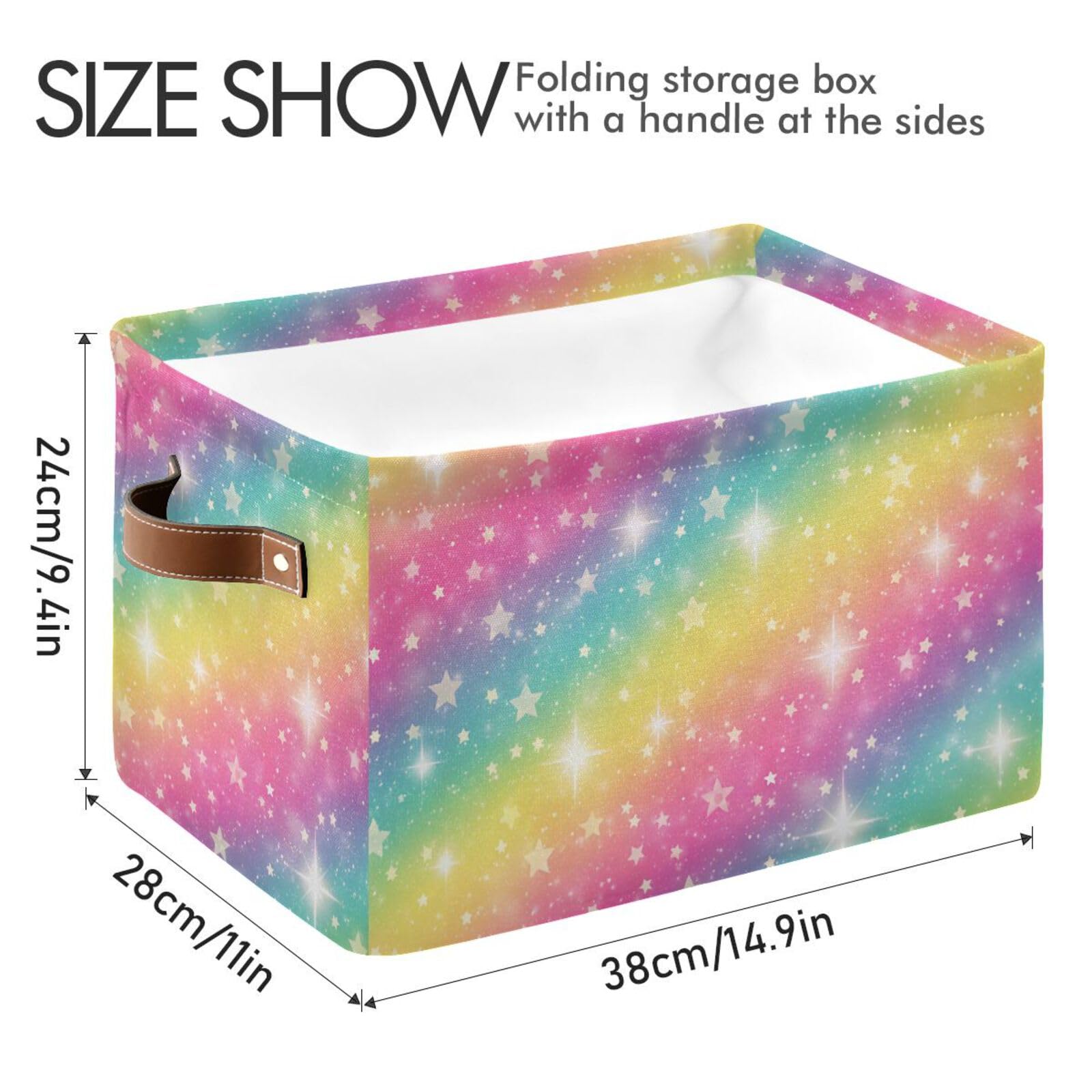Cesta de almacenamiento Rainbow Galaxy, gran cubo de almacenamiento de lona, plegable, organizador de almacenamiento para el hogar, oficina, armario, 15 x 11 x 9.5 cm