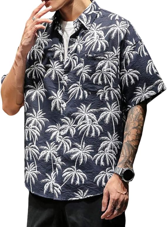 Amazon Bestmood アロハシャツ メンズ 半袖 ゆったり シャツ 花柄 プリント ファッション ビーチシャツ 通気 速乾 爽やか ハワイシャツ カジュアル リゾート風 夏 シャツ 通販