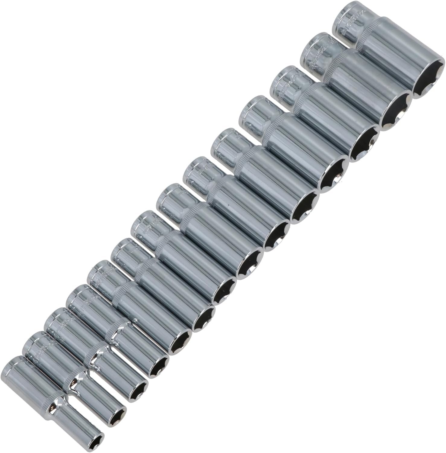 3/8" Drive Double Deep Metric MM Sockets 6 Sided Single Hex 8mm - 21mm 14pc