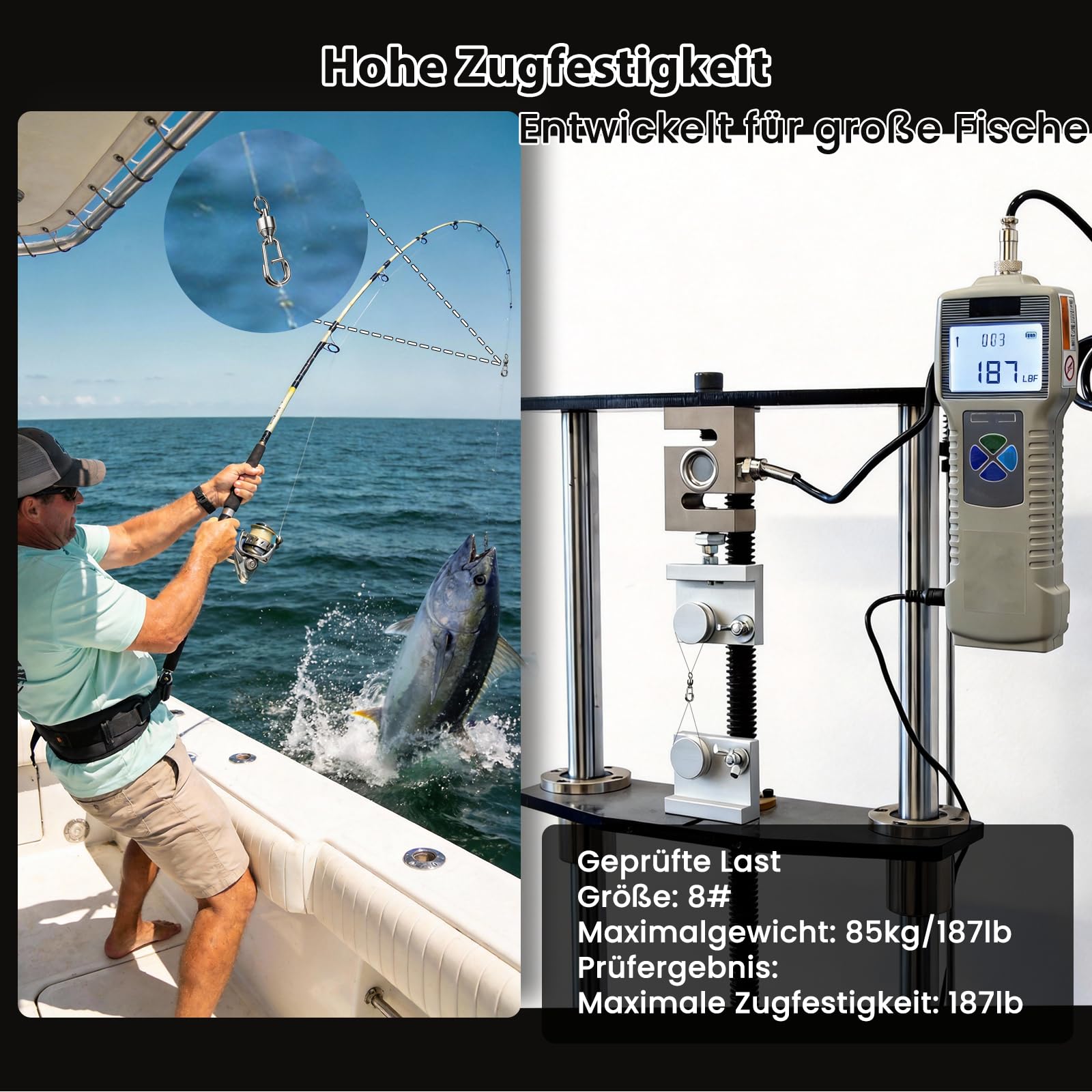9KM DWLIFE Kugellager Angelwirbel mit Spaltringen 25 Stück hohe Festigkeit Schnappwirbel Schnellverbinder Angelgerät für Salzwasser