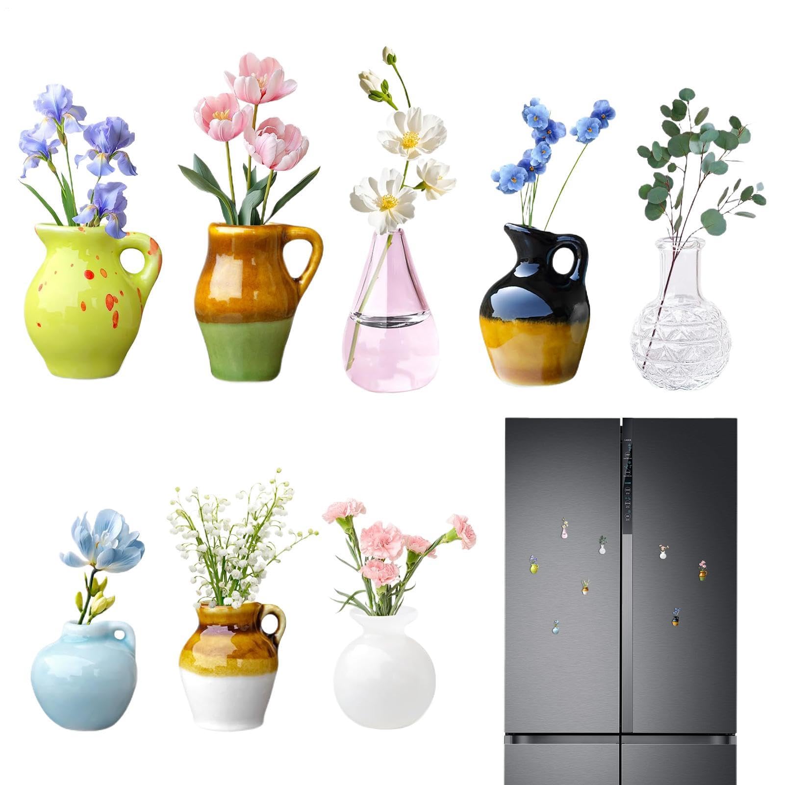 Aimants pour réfrigérateur mini vase : set de 8 pièces magnétiques pour tableaux et voitures
