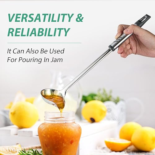 Miniatura 5 de Lebabo Cucharón para salsa, cucharones pequeños de 1 onza para servir salsa, cucharón de salsa de acero inoxidable con boquilla de vertido, cuchara