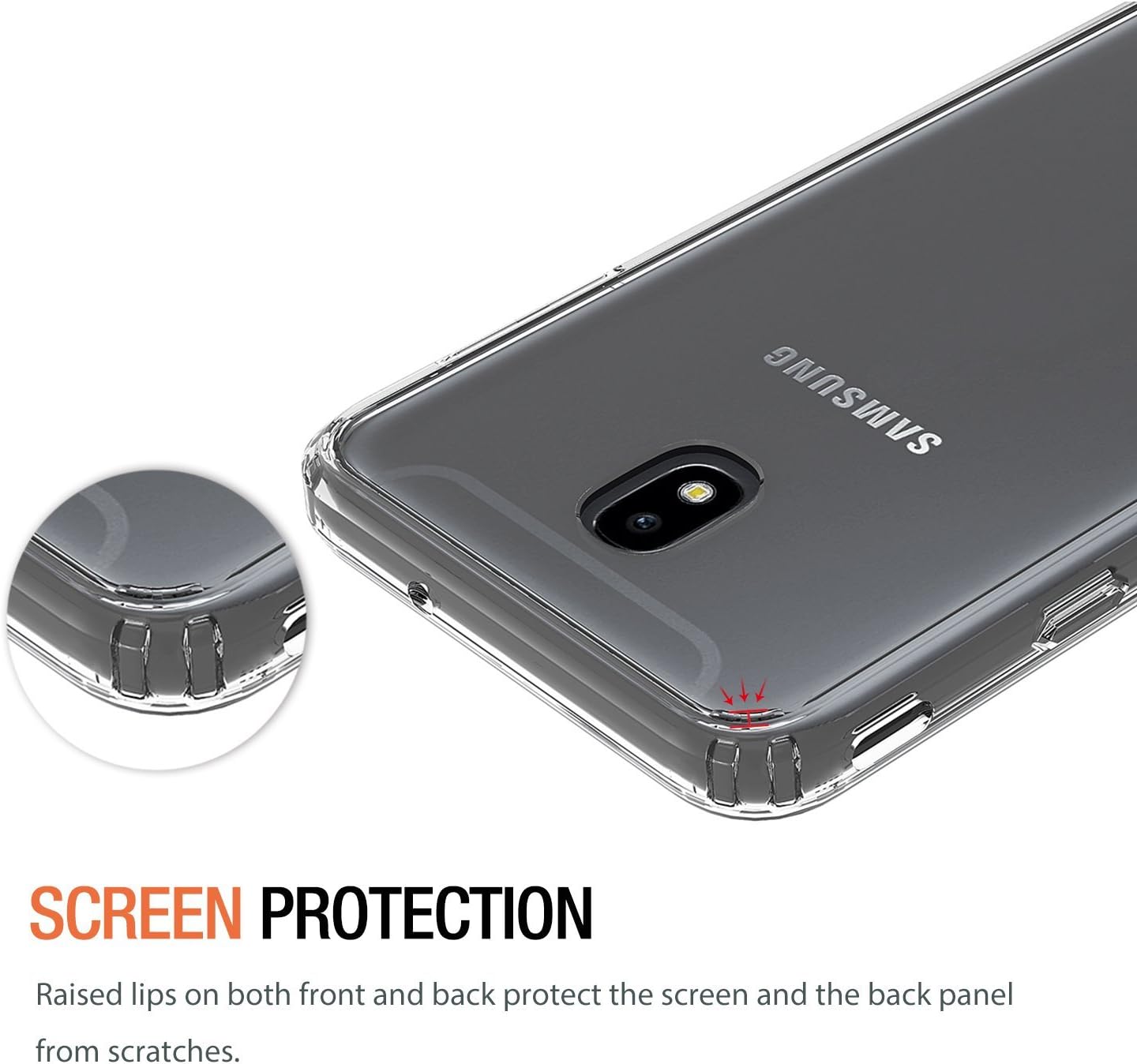 ProCase Galaxy J7 2018 Case Clear, Slim Hybrid Crystal Clear Cover Protective Case for Galaxy J7 Aero/J7 Star/J7 Top/J7 Crown/J7 Aura/J7 Refine/J7 Eon –Clear