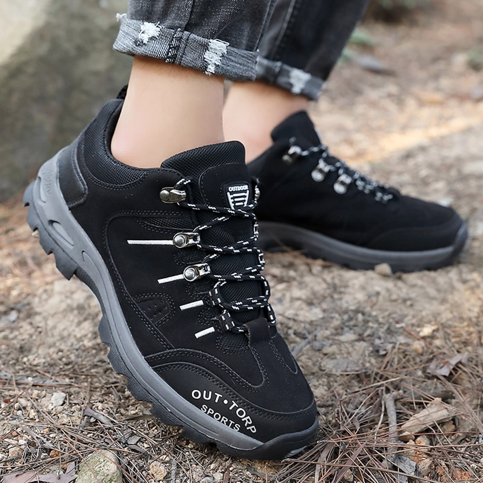Scarpe da passeggio casual da uomo, in pelle scamosciata, con lacci, per