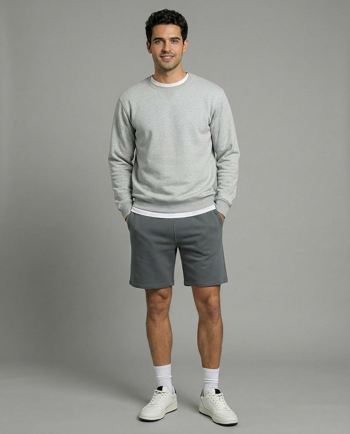 Real Essentials 3 Pack: Men’s 9" Cotton Fleece Sweat Short – Casual Gym, Lounge & Sleep Shorts with Pockets