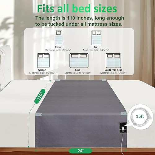 Miniatura 4 de Sábanas de tierra, media sábana encimera de 24 x 110 pulgadas, se adapta a todos los tamaños de cama, sábanas conductoras con cable y clips,