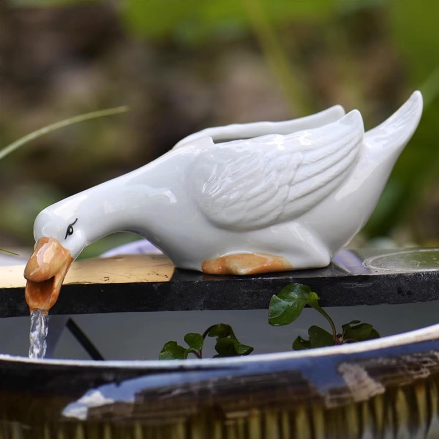 Ceramic Spitters for Small Ponds with Hose, Unique Garden Waters Feature, Decor Fish Tank Waters Feature,Water Fountain Jar for Koi Ponds, Patios(31.5cm/12.4in)