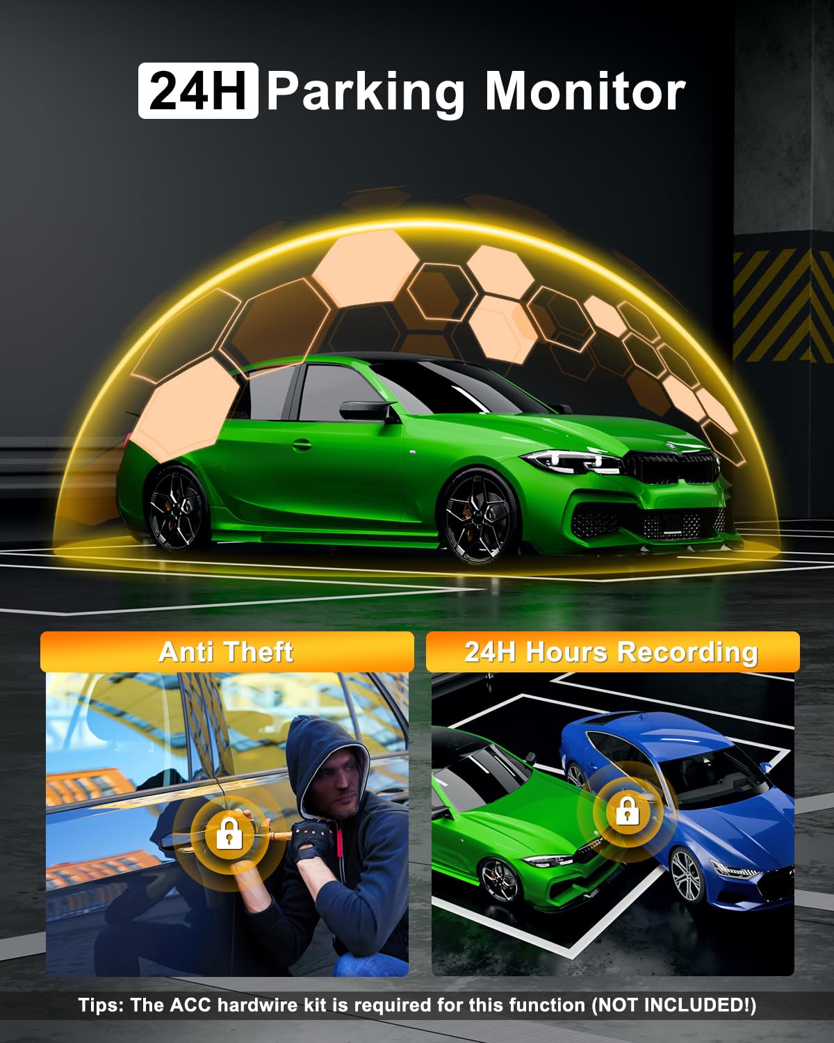 Dash Cam Auto 4K Frontal Dashcam con APP WiFi 5G Scheda SD da 64 GB,Telecamera Auto Schermo da 2,99'',Visione Notturna,WDR,Grandangolo 170°,Monitoraggio del Parcheggio,Sensore G,Registrazione in Loop